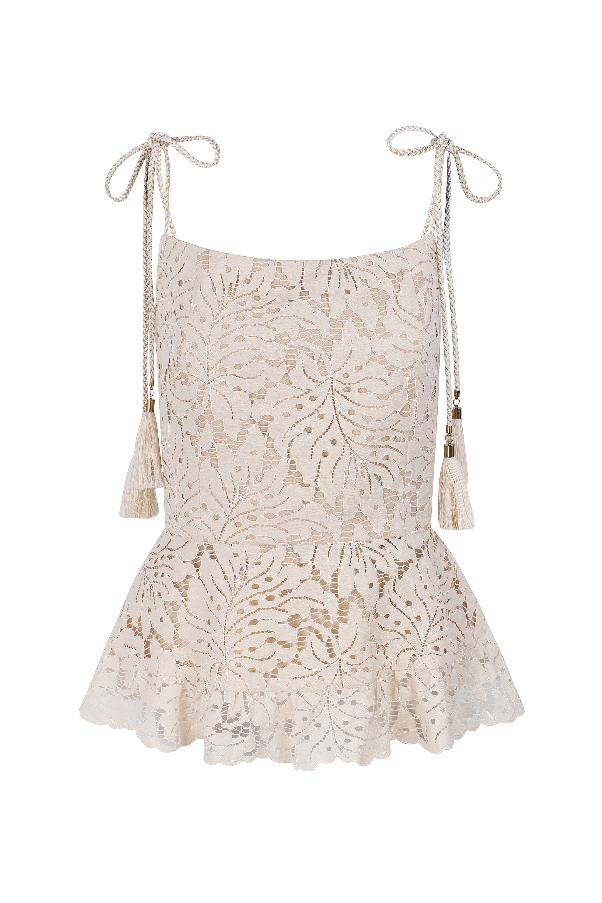 Top Peplum de Renda - Bege Baunilha - Edição Limitada