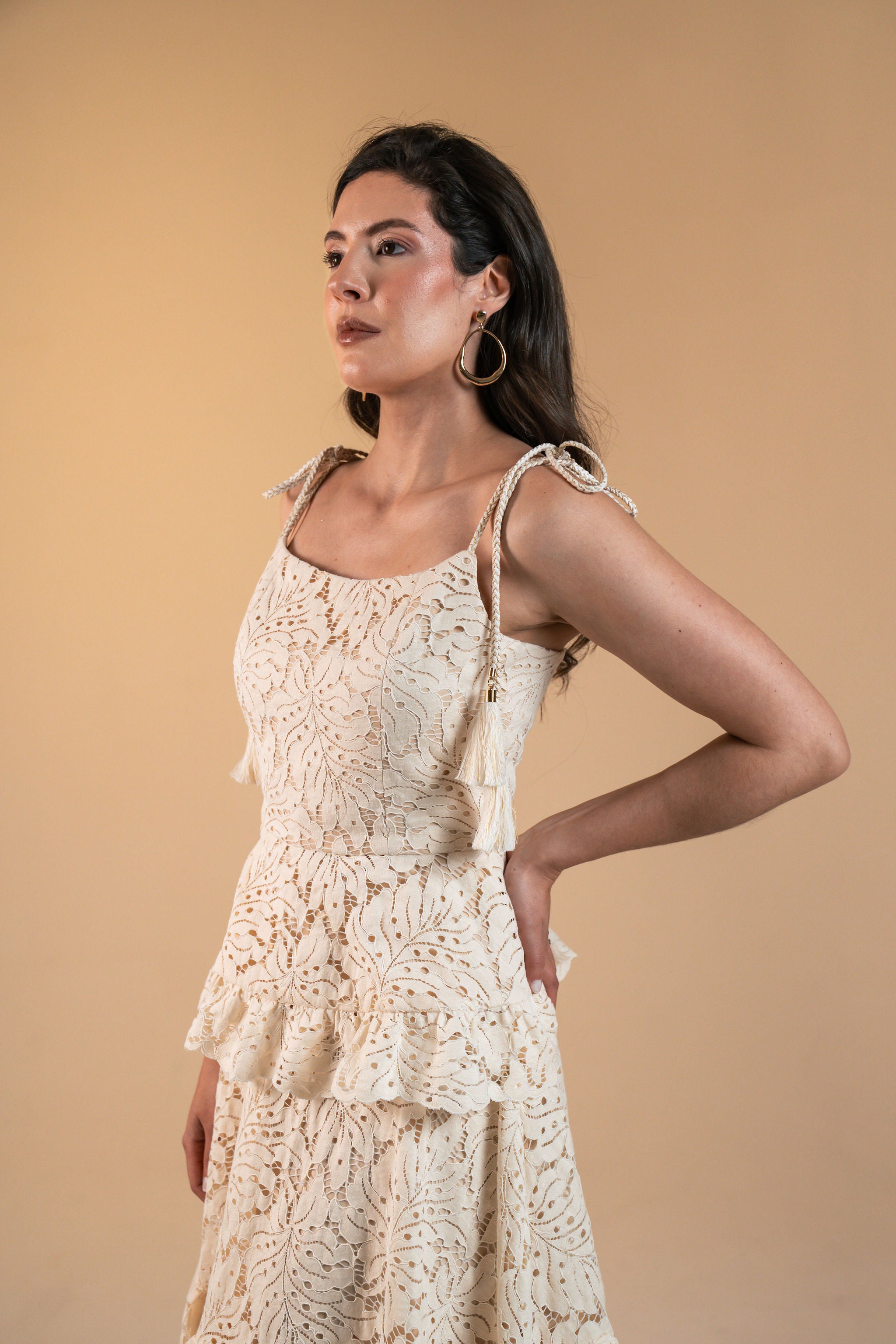 Top Peplum de Renda - Bege Baunilha - Edição Limitada