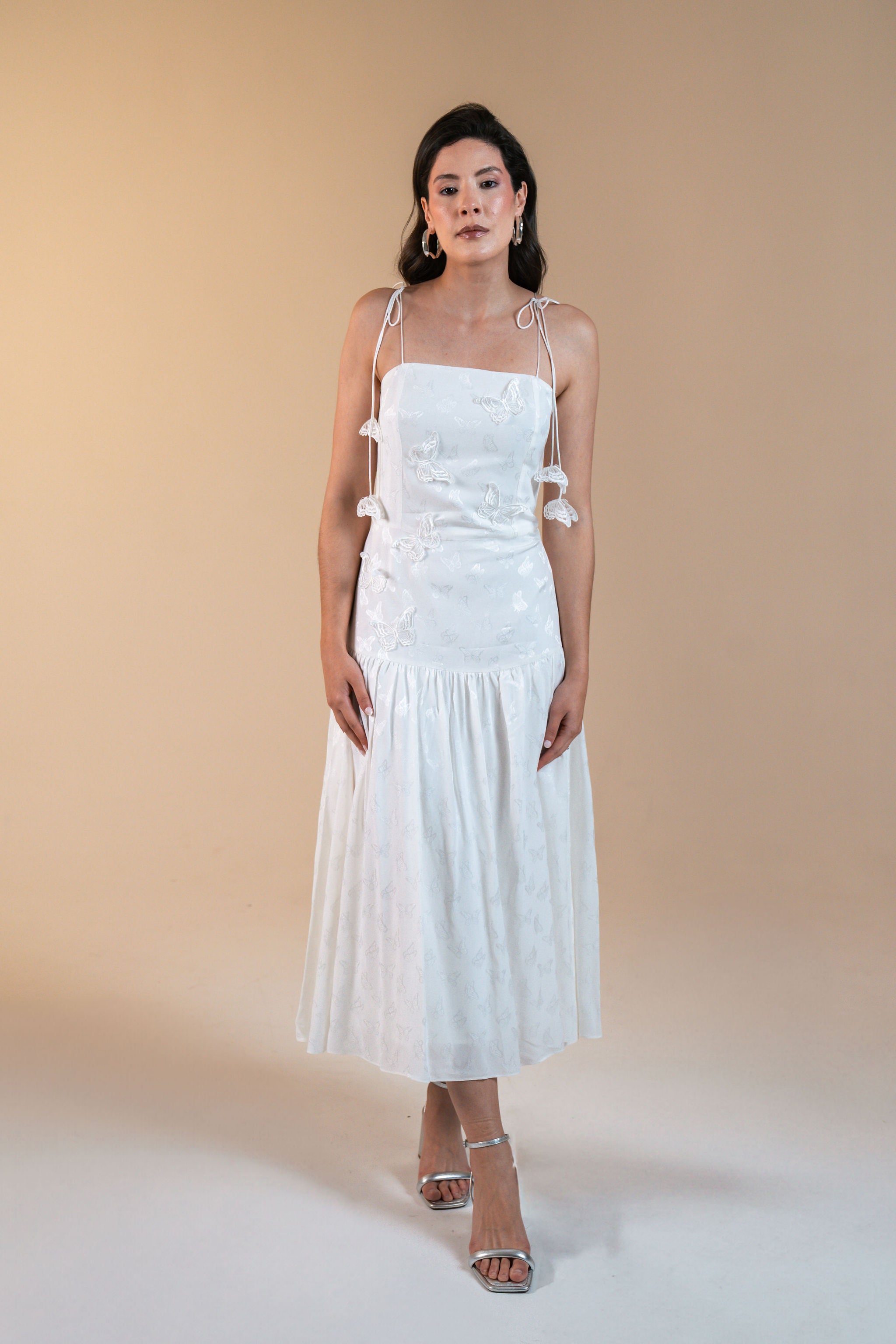 Vestido Midi Borboleta - Branco - Edição Limitada
